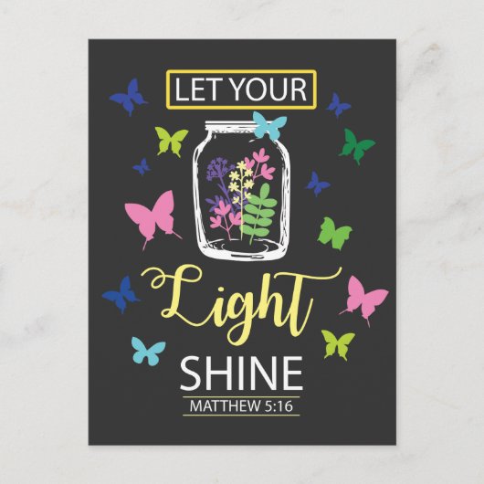 光を輝かせ花バタフライクリスチャン ポストカード (正面)