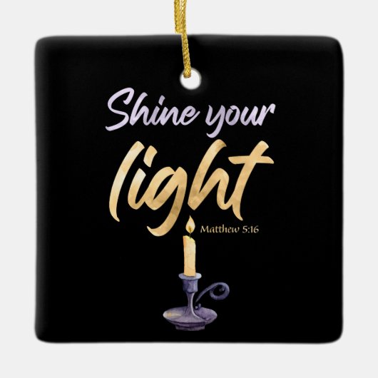 光を輝くマタイ5:16女性と女の子の信仰 セラミックオーナメント (正面)