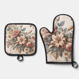 光アンティークフローラの完成度 鍋つかみ&鍋敷きセット