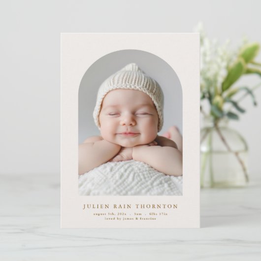 光アーシンプルチカスタム2枚フォトベビー誕生 案内状 (スタンド正面)