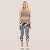 光イリュージョンのトンネル – 催眠ブラックとホワイト カプリレギンス (正面)