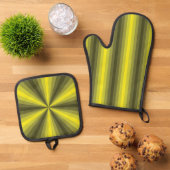 光イリュージョン黄 鍋つかみ&鍋敷きセット (トップダウン)