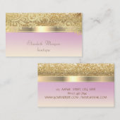 光エレガントスタイリッシュ輝く金ゴールドフローラ 名刺 (正面/裏面)