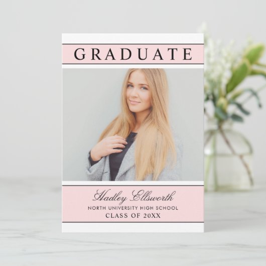 光エレガントピンクの卒業式 招待状 (スタンド正面)