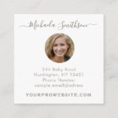 光エレガントモダンテンプレート生まれたばかりの写真家 スクエア名刺 (裏面)