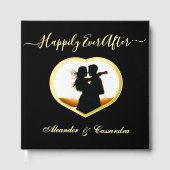 光エレガントモダン金ゴールド銀結婚箔 ゲストブック (正面)