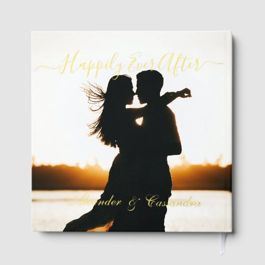 光エレガントモダン金ゴールド銀結婚箔 ゲストブック (裏面)