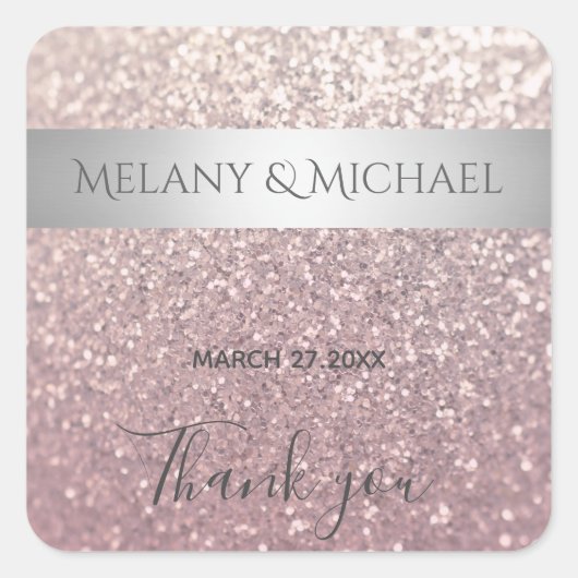 光エレガントモダン銀ストライプ銀 スクエアシール (正面)