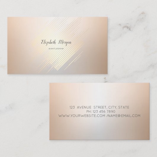 光エレガントモダン、線 名刺 (正面/裏面)