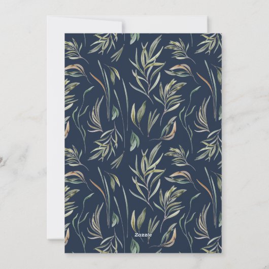 光エレガント海モダンミニマル青の植物体 シーズンカード (裏面)