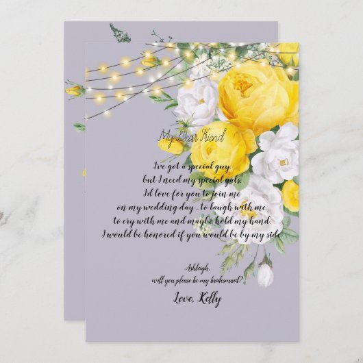 光エレガント素朴は私の花嫁になる 招待状 (正面/裏面)