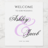 光エレガント紫ミニマル名前をカスタムする結婚ズ ワインラベル (シングルラベル)