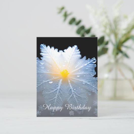 光エレガント花凍ってい誕生日葉書 ポストカード (スタンド正面)