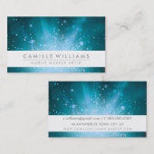 光エレガント輝きお洒落《写真》ぼけ味ティール（緑がかった色）青 名刺 (正面/裏面)