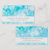 光エレガント輝きアクアお洒落ブルー《写真》ぼけ味 名刺 (正面/裏面)