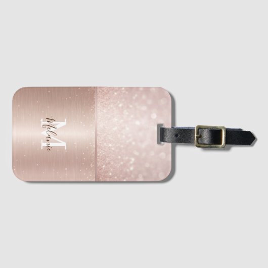 光エレガント輝バラ金ゴールド金属グラムモノグラム ラゲッジタグ (正面横)