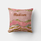 光エレガント輝赤面バラアニマルプリントモノグラム クッション (正面)