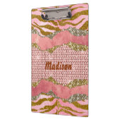 光エレガント輝赤面バラアニマルプリントモノグラム クリップボード (左)