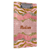 光エレガント輝赤面バラアニマルプリントモノグラム クリップボード (右)