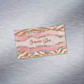 光エレガント輝赤面バラアニマルプリントモノグラム マグネット名刺 (インサイチュ)