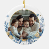 光カスタムの写真と文字ハヌカーフェスティバル セラミックオーナメント (裏面)