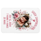 光カスタムベビー生まれたばかりの水色フローラ マグネット (横)