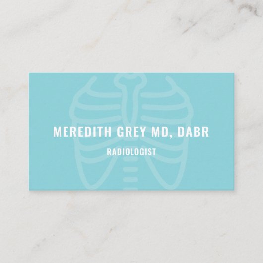 光カスタム光明るい青の白色放射線科医 名刺 (正面)