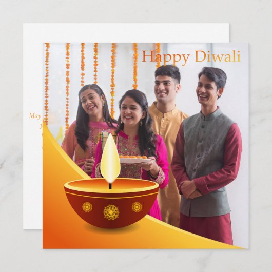 光カスタム家族の写真のフェスティバルハッピーディワリ シーズンカード (正面/裏面)