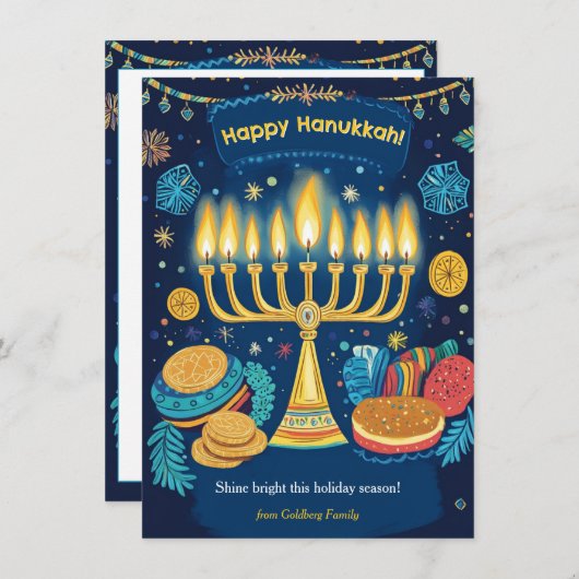 光カスタム文字フェスティバル（ユダヤ教）メノラー シーズンカード (正面/裏面)