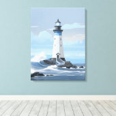 光カラフルの家の海 キャンバスプリント (インサイチュ (ウッドフロア))