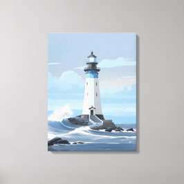 光カラフルの家の海 キャンバスプリント