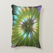 光カラフルファンタジーフラワーフラクタルアート アクセントクッション (裏面(縦))