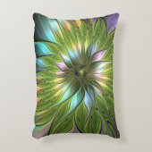 光カラフルファンタジーフラワーフラクタルアート アクセントクッション (正面(垂直))