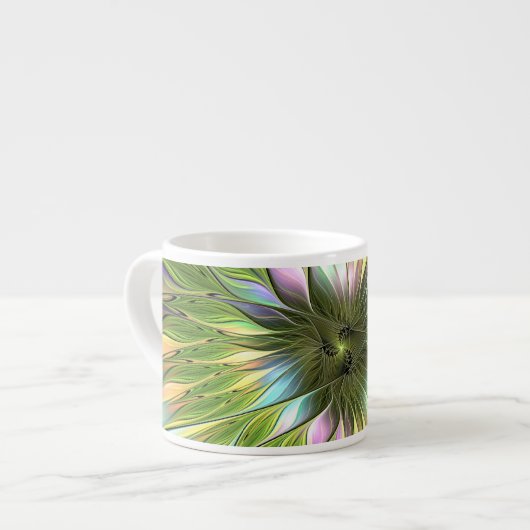 光カラフルファンタジーフラワーフラクタルアート エスプレッソカップ (正面左)