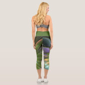 光カラフルファンタジーフラワーフラクタルアート カプリレギンス (裏面)