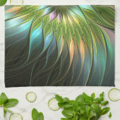 光カラフルファンタジーフラワーフラクタルアート キッチンタオル (折り畳み)