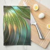 光カラフルファンタジーフラワーフラクタルアート キッチンタオル (四つ折り)