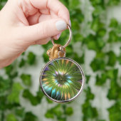 光カラフルファンタジーフラワーフラクタルアート キーホルダー (手)