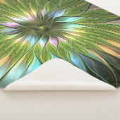 光カラフルファンタジーフラワーフラクタルアート シェルパブランケット (3/4)