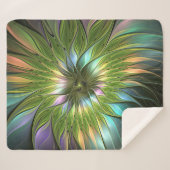 光カラフルファンタジーフラワーフラクタルアート シェルパブランケット (正面(横))