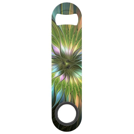 光カラフルファンタジーフラワーフラクタルアート スピード栓抜き (正面)