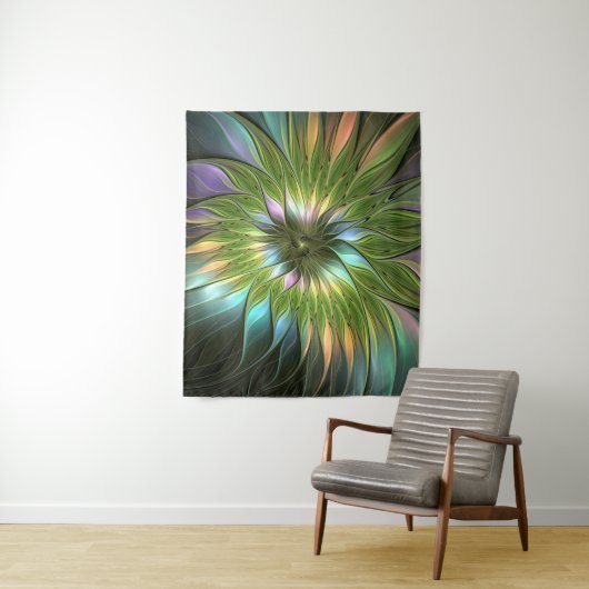 光カラフルファンタジーフラワーフラクタルアート タペストリー (インサイチュ)