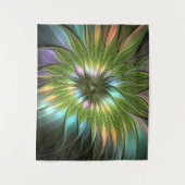 光カラフルファンタジーフラワーフラクタルアート タペストリー (正面)