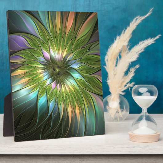 光カラフルファンタジーフラワーフラクタルアート フォトプラーク (側面)