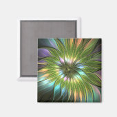 光カラフルファンタジーフラワーフラクタルアート マグネット (正面/裏面)