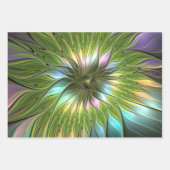 光カラフルファンタジーフラワーフラクタルアート ラッピングペーパーシート (正面3)