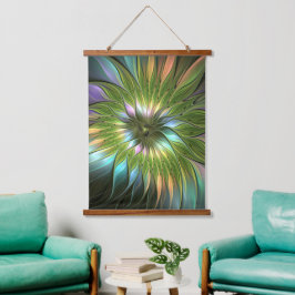 光カラフルファンタジーフラワーフラクタルアート 吊り下げ型タペストリー