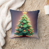 光カラフル付き飾のクリスマスの木 クッション (ブランケット)