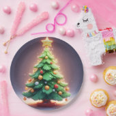 光カラフル付き飾のクリスマスの木 ペーパープレート (パーティー)