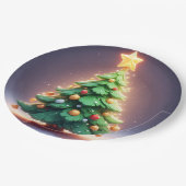 光カラフル付き飾のクリスマスの木 ペーパープレート (アングル)